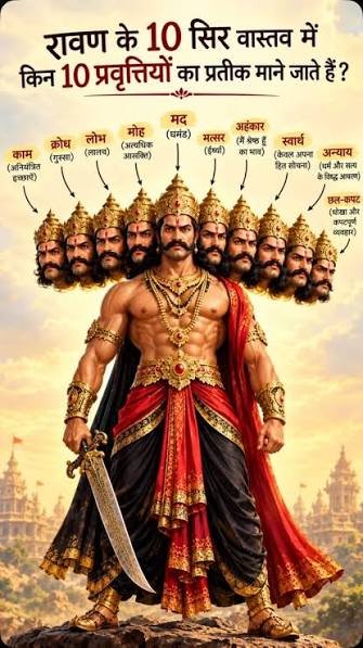 रावण के 10 सिरों का प्रतीकात्मक अर्थ: जानिए दस सिर होने के पीछे की पौराणिक कथा और असली अर्थ