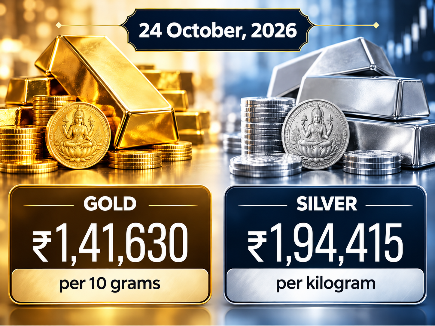 सोना आज ₹1.42 लाख पहुंचा: चांदी 1.94 लाख पहुंची
